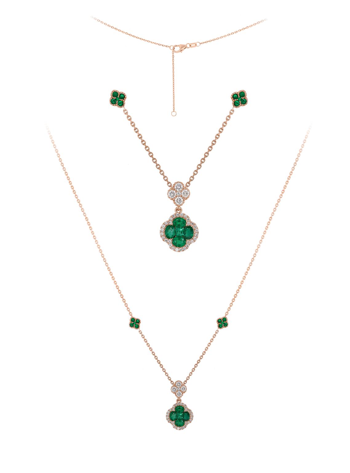 EMERALD & DIAMOND FLORAL NECKLACE