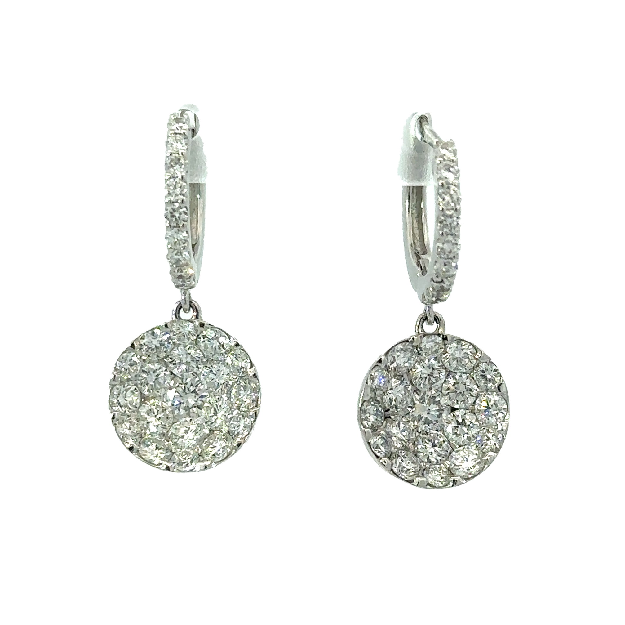 Diamond Disc Hanging Earrings