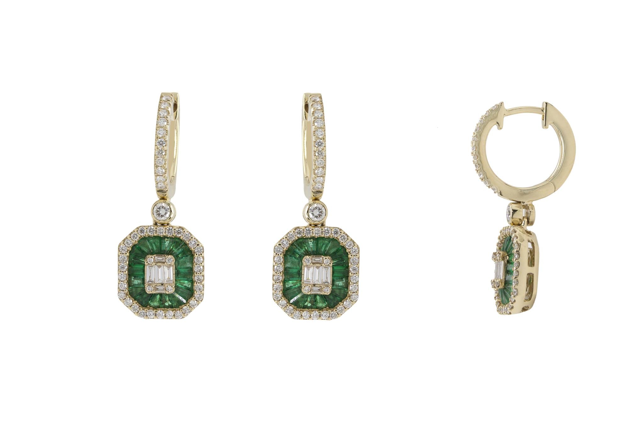 DIAMOND & GREEN EMERALD EARRINGS