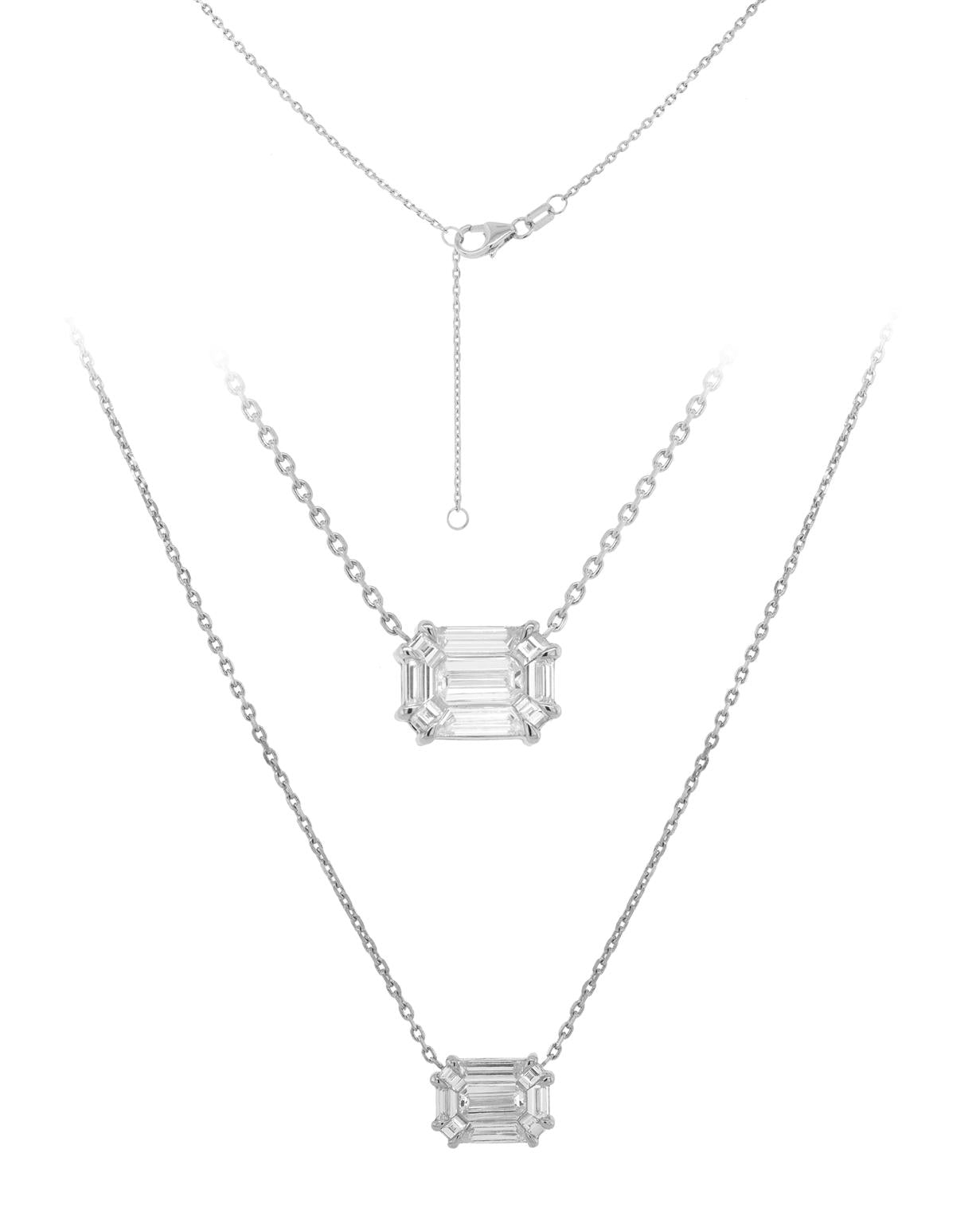 Diamond Emerald Cut Illusion Necklace