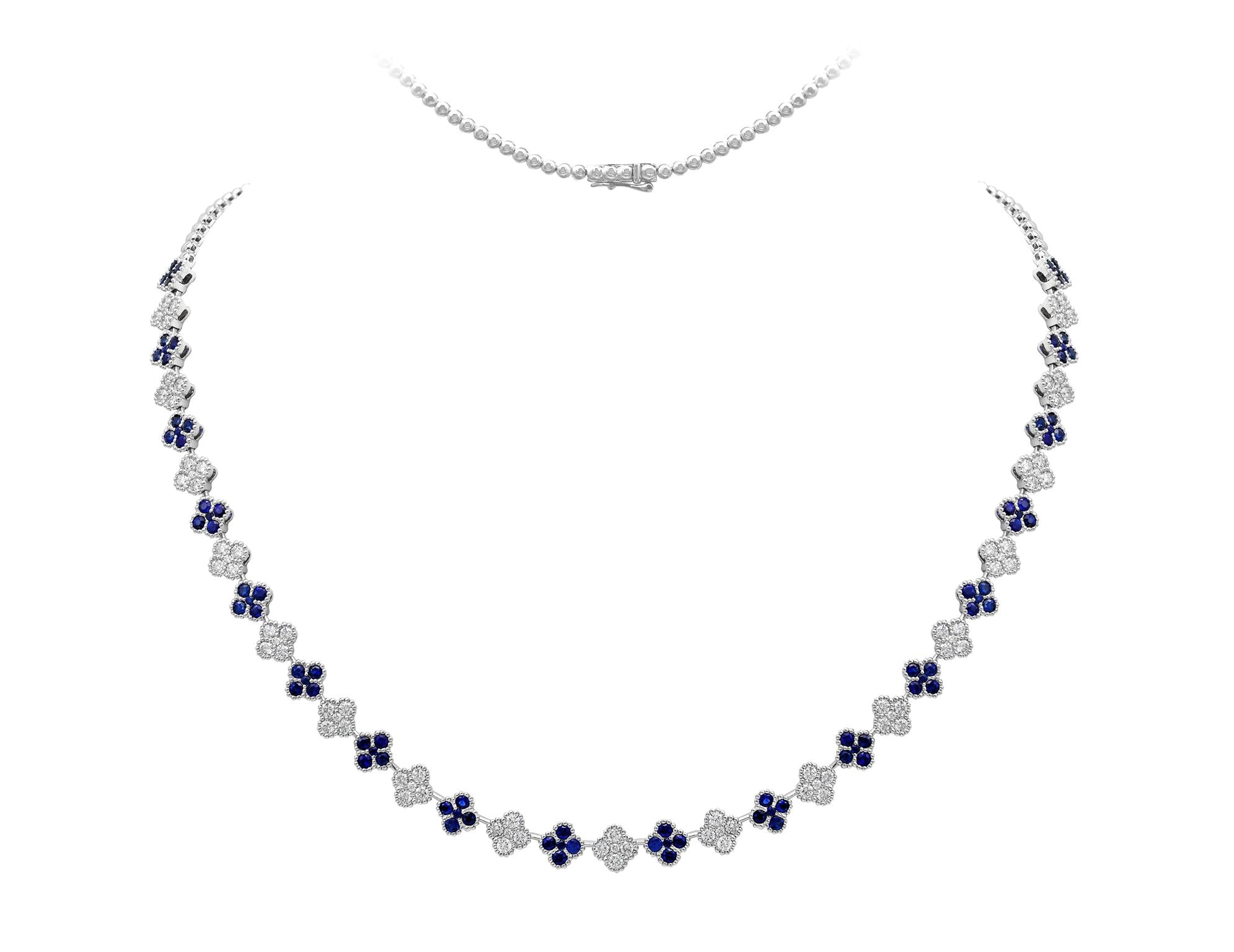 DIAMOND & SAPPHIRE FLORAL NECKLACE