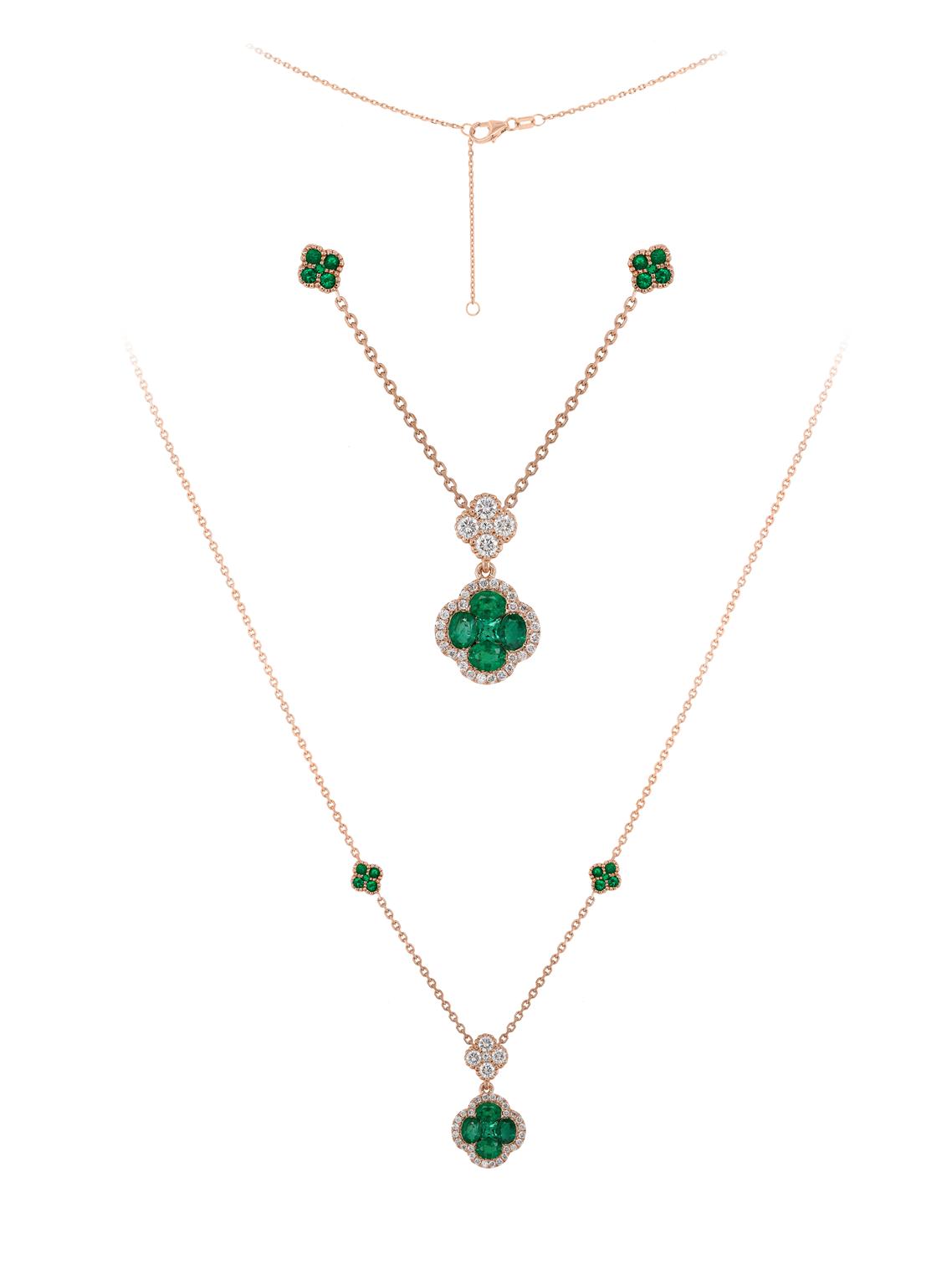 EMERALD & DIAMOND FLORAL NECKLACE