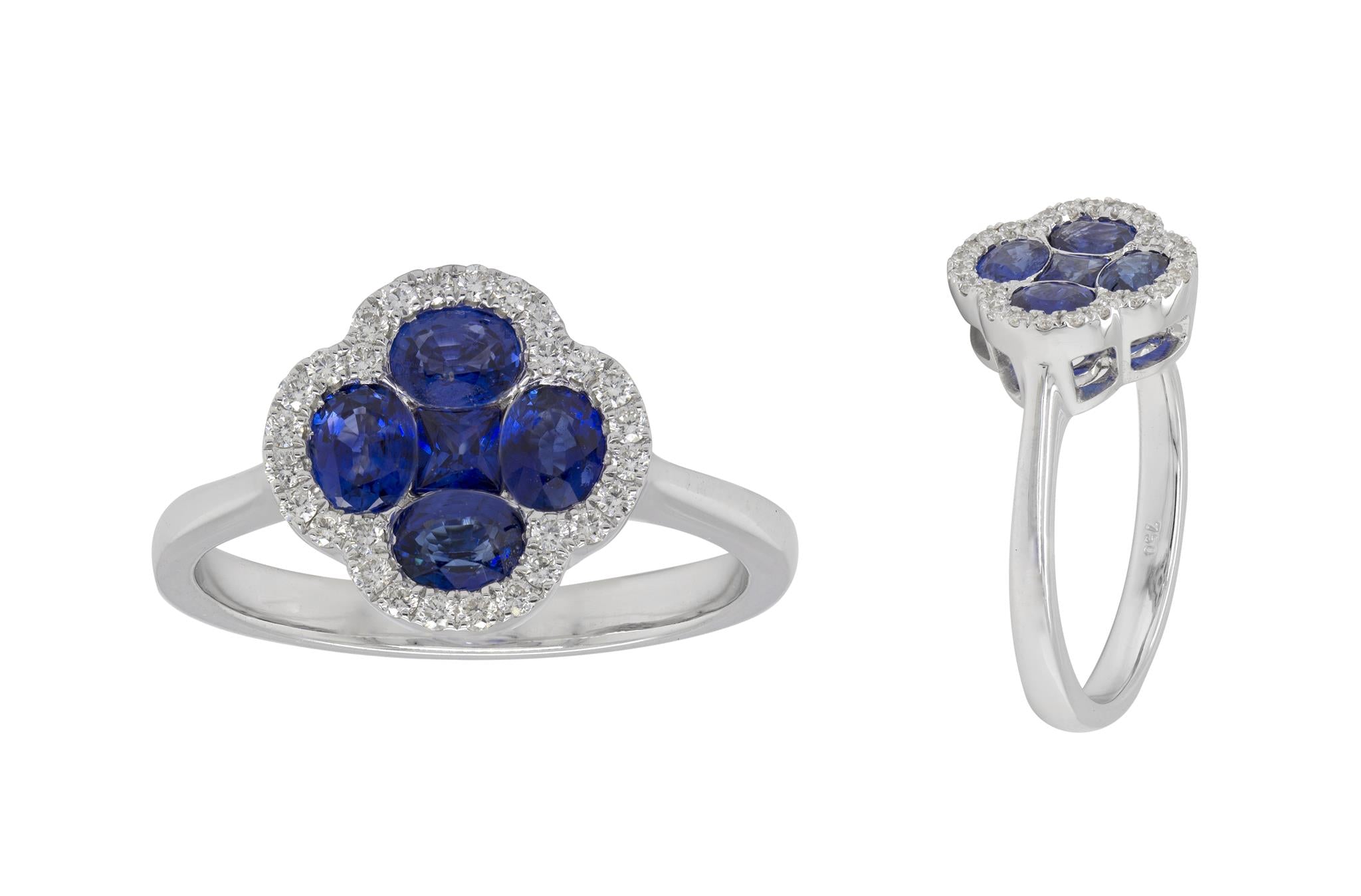 DIAMOND AND SAPPHIRE FLOWER RING