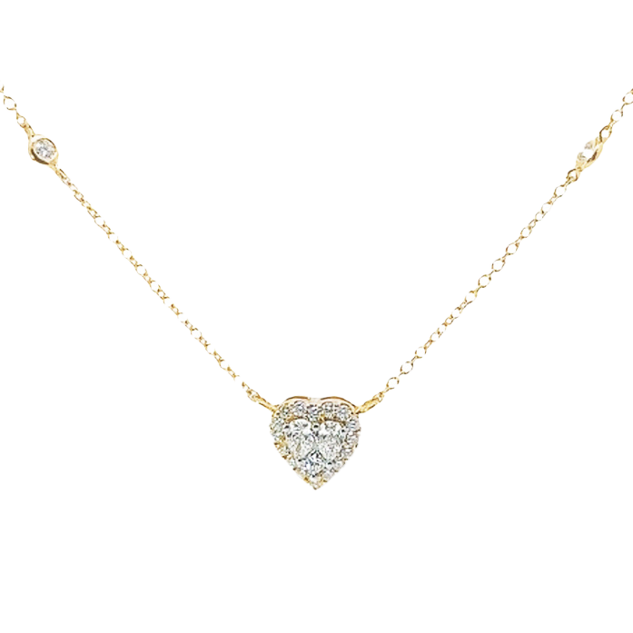 Diamond Halo Illusion Heart Necklace