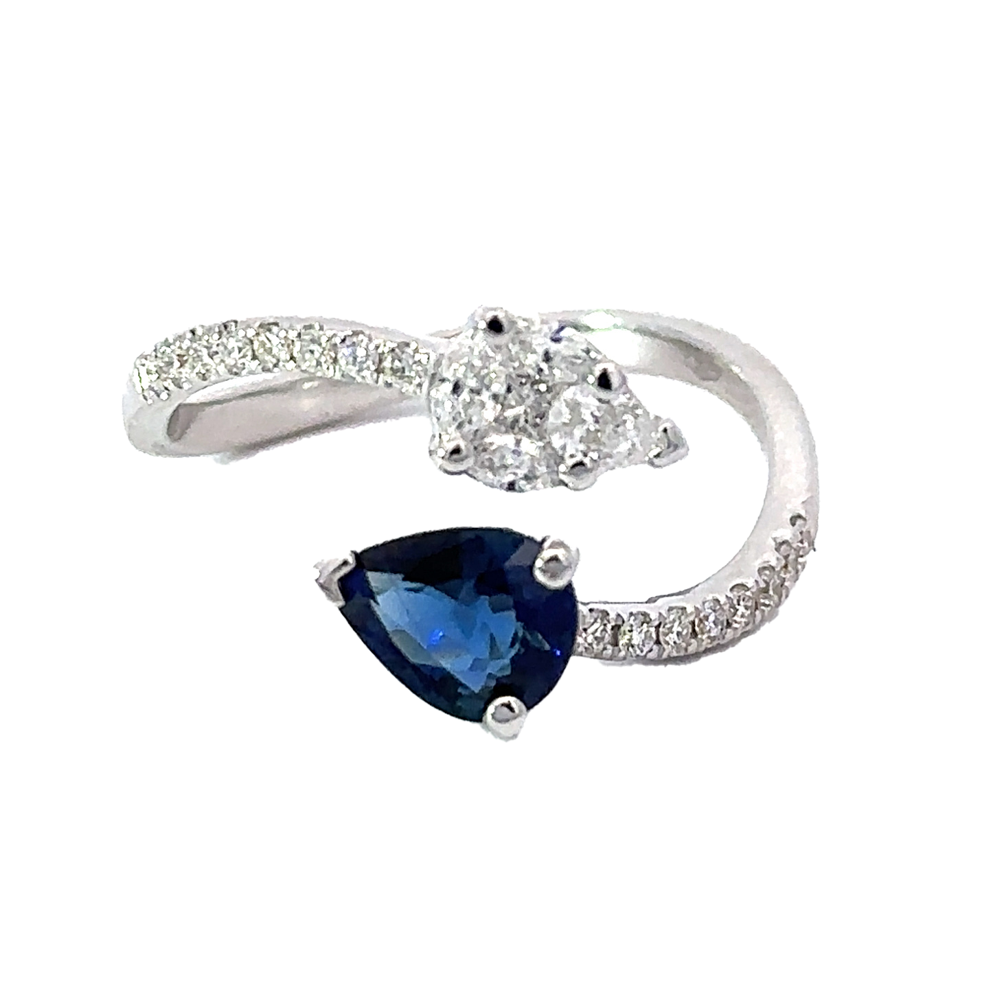 Diamond and Sapphire Pear Shape Ring